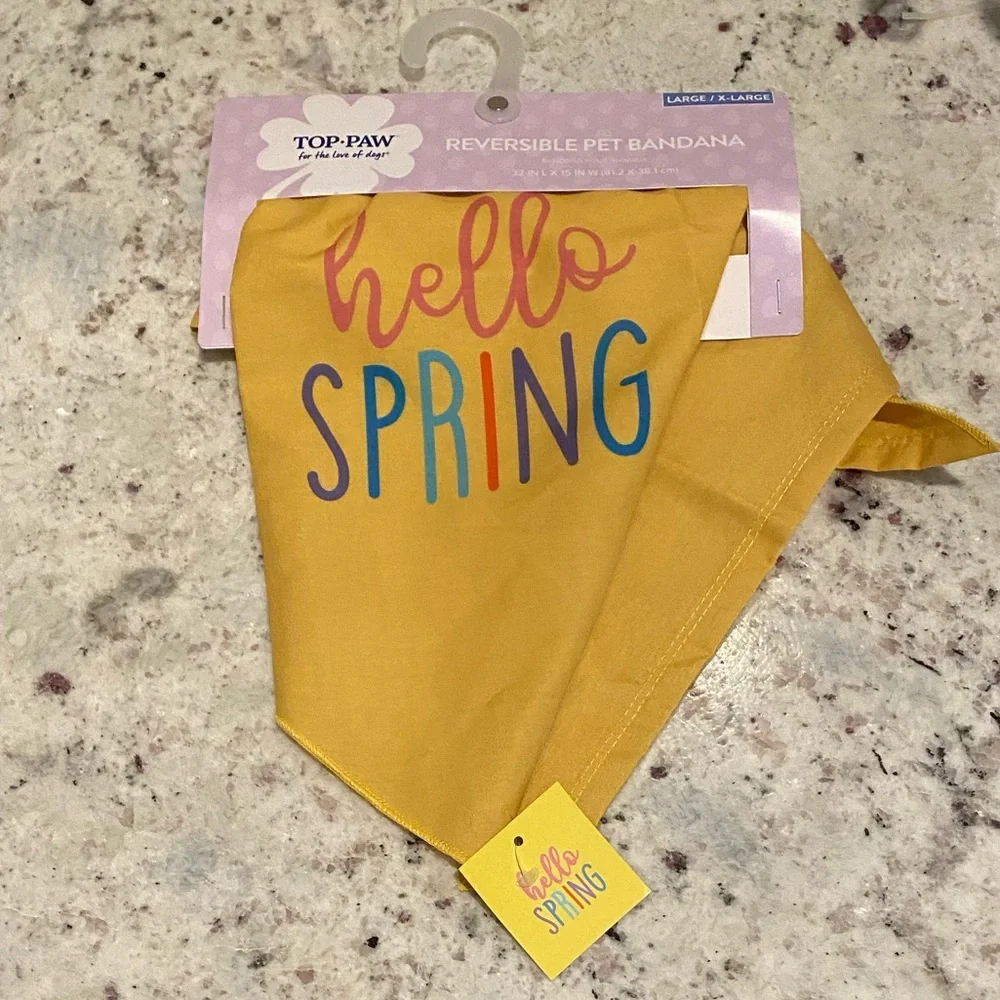 NWT New Top Paw Hello Spring Reversible Pet Dog Bandana Dog Large/X-Large